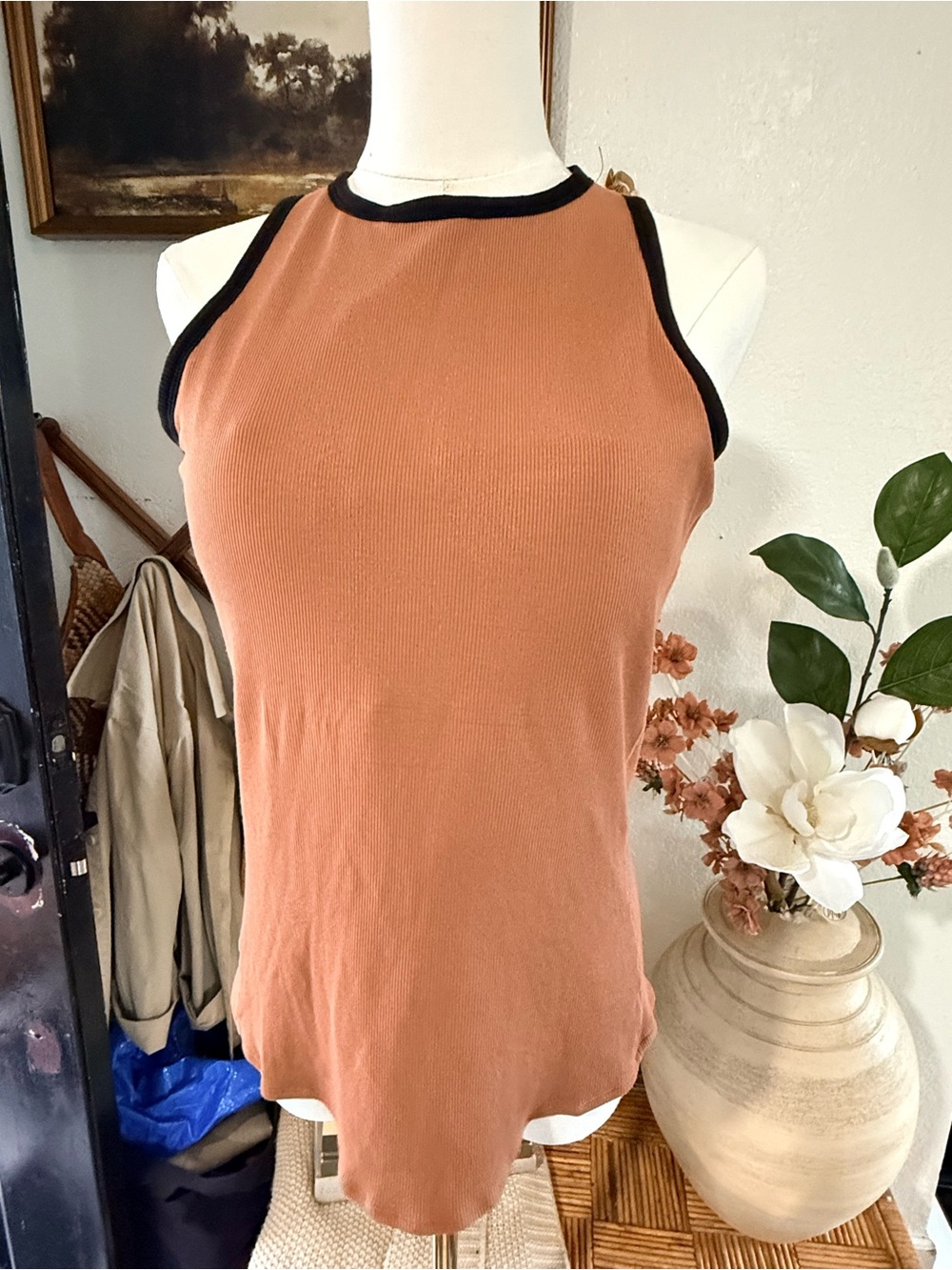 Rust Halter Tank with Black Trim